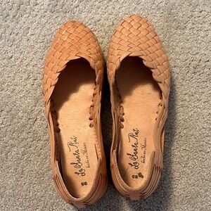 Women's Tan Woven Slip Ons